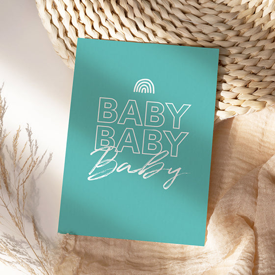 Karte zur Geburt A6 | Baby Glückwunschkarte & Geschenkkarte für Neugeborene